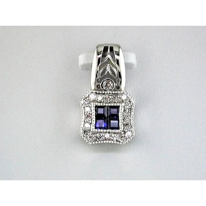 Royal Luxe 14K White Gold Sapphire & Diamond Pendant – Timeless Elegance