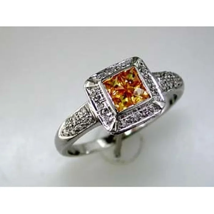 Royal Princess-Cut Yellow Sapphire & Diamond Ring in 14K White Gold