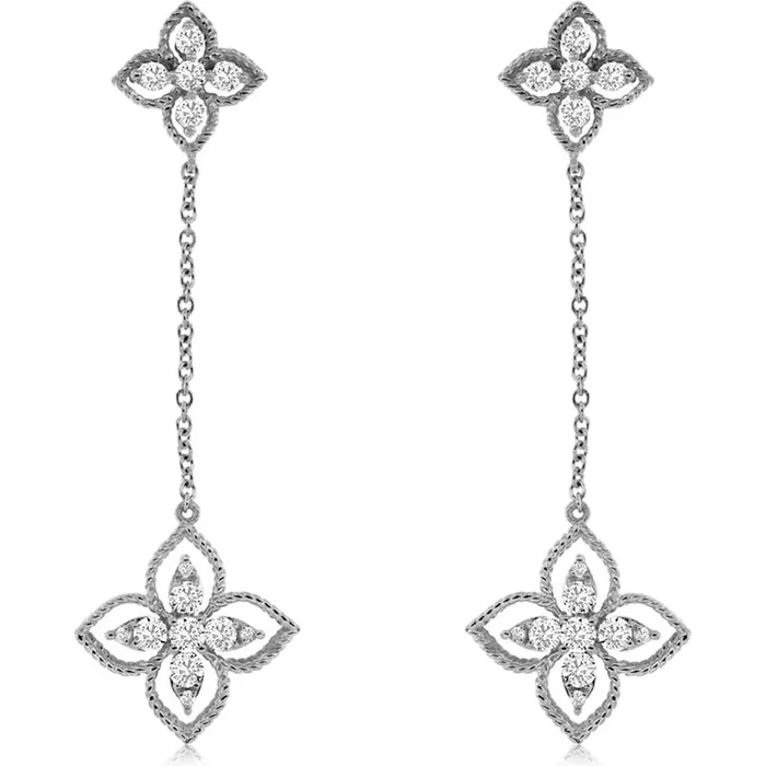 Royal Timeless Elegance 14K White Gold Diamond Earrings – 0.61 Carat Total Weight