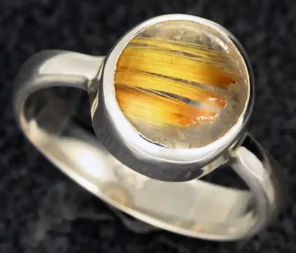 RUTILATED QUARTZ SILVER RING SZE 8 -FACTORY DIRECT [SJ2117]