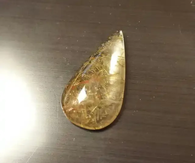 Rutile Quartz 12.45 CTW Pear – Tear shaped gem / cab Collectible