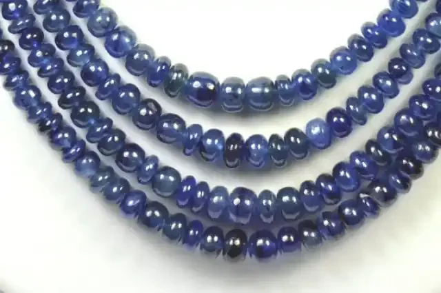 SALE 7” 3mm to 5mm SAPPHIRE smooth blue roundelle beads SA005 – treated
