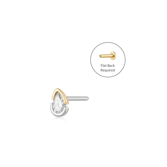 SANILIA | Two-Tone Bezel Pear LGD Threadless Flatback Earring