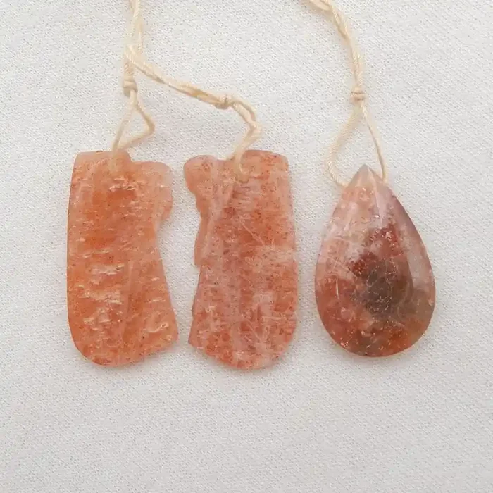 Sell Natural Nugget Sunstone Earrings and Necklace Pendant Bead(17092302)