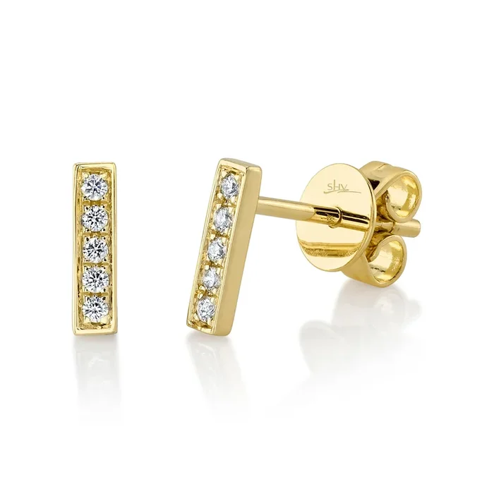 Shy Creation® Radiant Beam Diamond Bar Stud Earrings