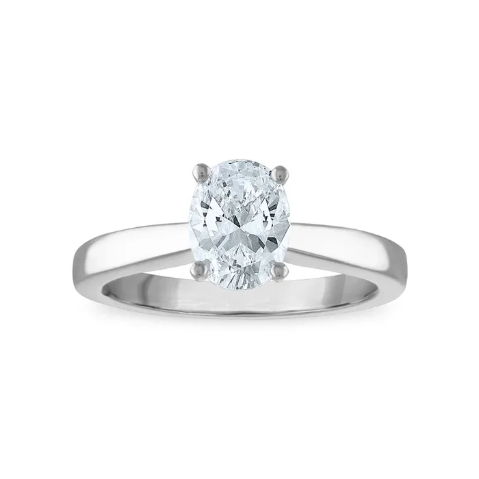 Signature Certificate EcoLove 1 CTW Oval Lab Grown Diamond Solitaire Engagement Ring in 14KT White Gold