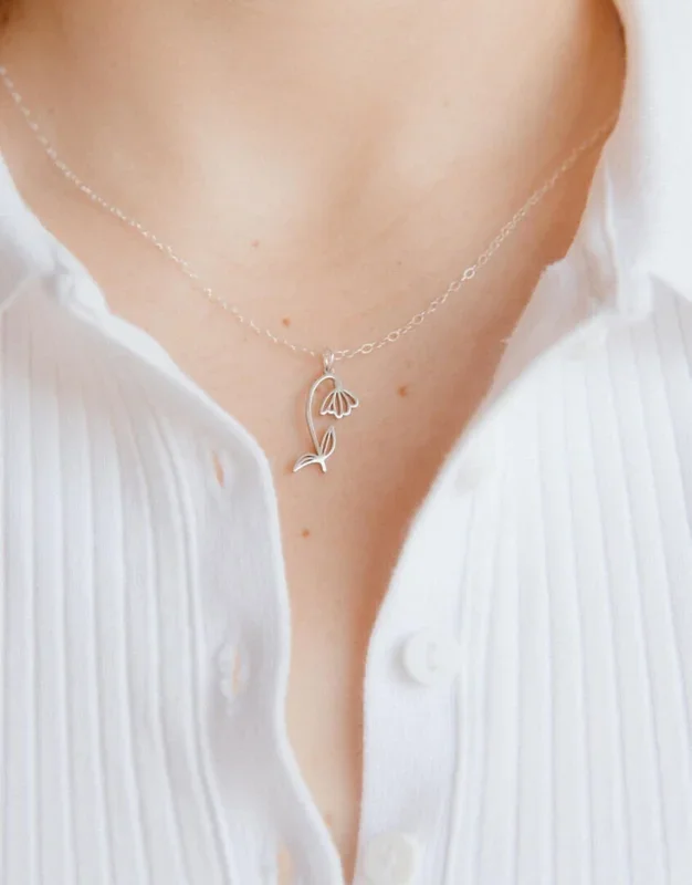 Silver Birthflower Charm Necklace
