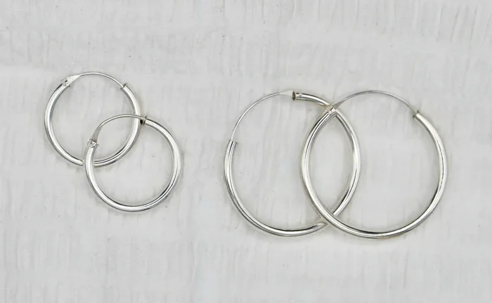 Silver Continuous Large Hoop Earrings