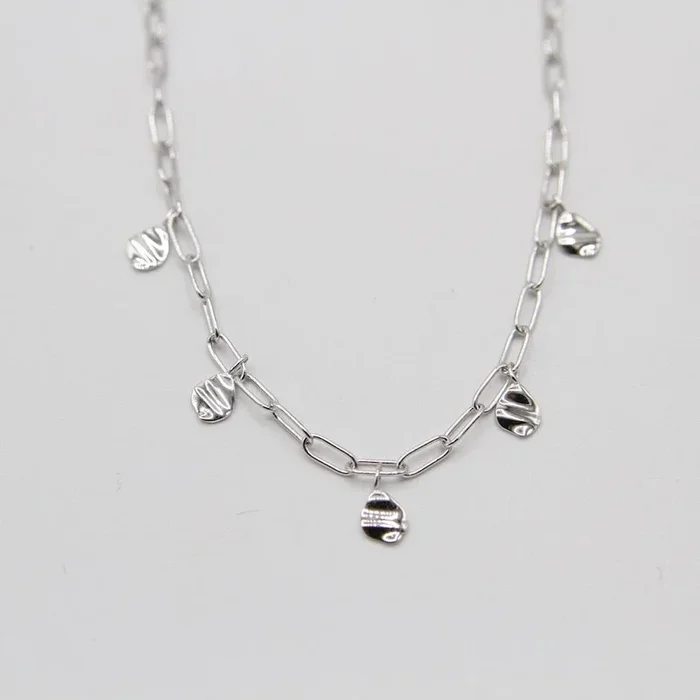 Silver Crush Drop Discs Necklace