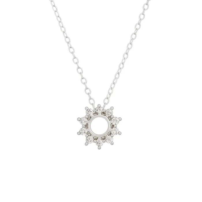 Silver CZ Sunburst Pendant Necklace | 92.5 Silver