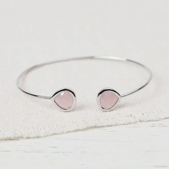 Silver Double Orchid Crystal Bracelet