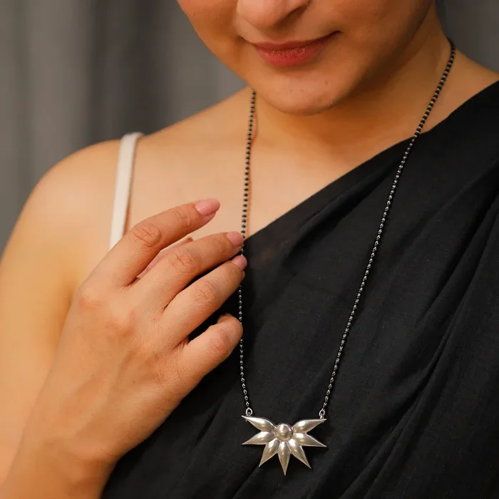 Silver Flower Mangalsutra
