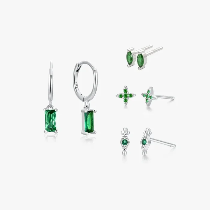 Silver Loving Green Earring Bundle