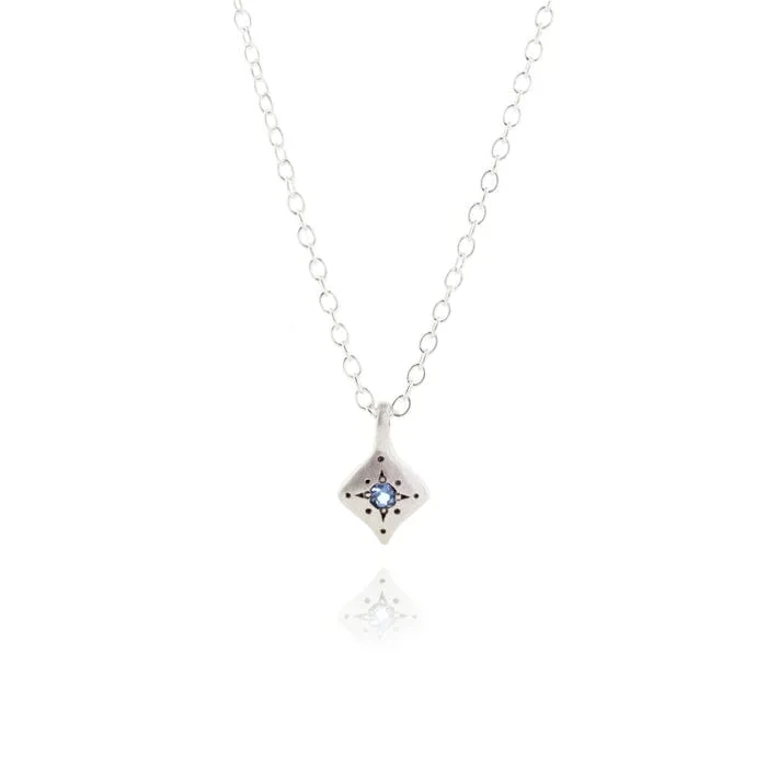 Silver Nights Charm Necklace with Aquamarine