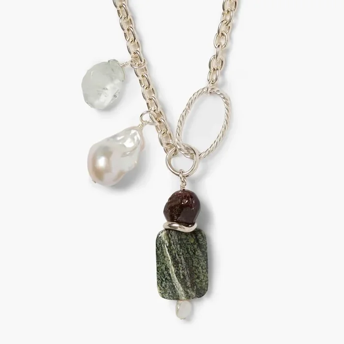 Silver Plated Brass Asymmetrical Charm Necklace