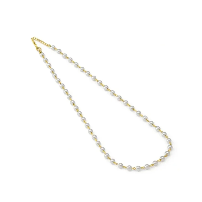 Silver Single Pearl Chain Necklace | 92.5 Silver | 22K Gold Plated