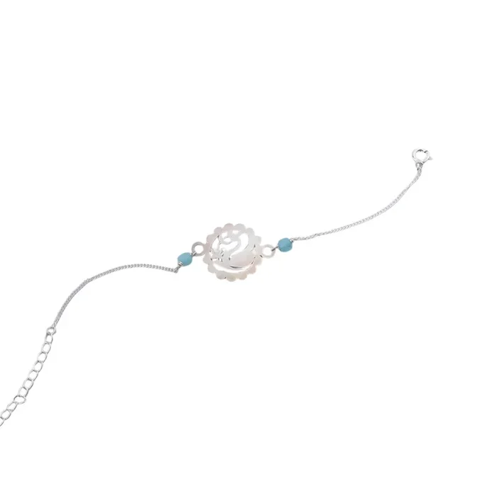 Silver Swan Bracelet with Amazonite Stones