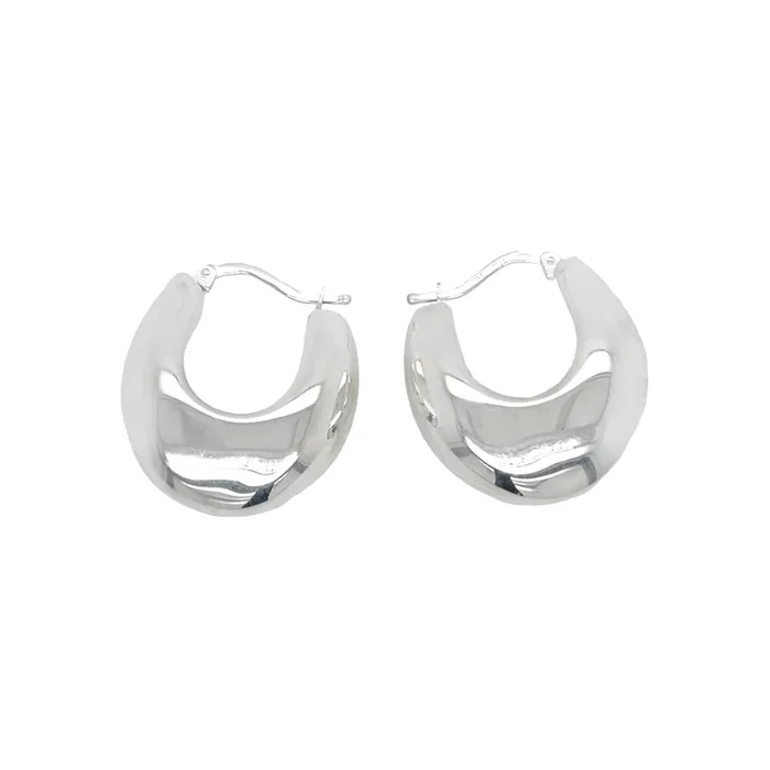 Silver Taper Chunky Hoops