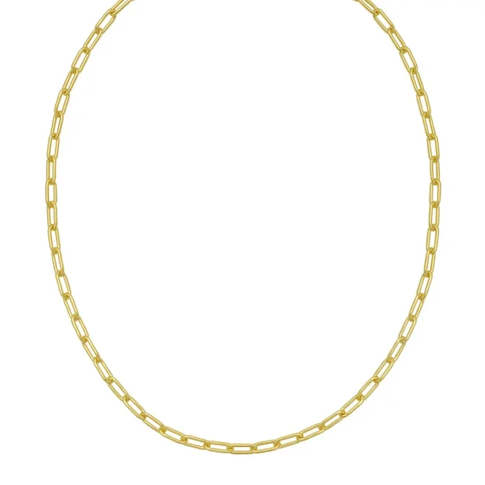 Silver with Gold Plating 8 5.2mm Round Link Paperclip Chain with Lobster Clasp