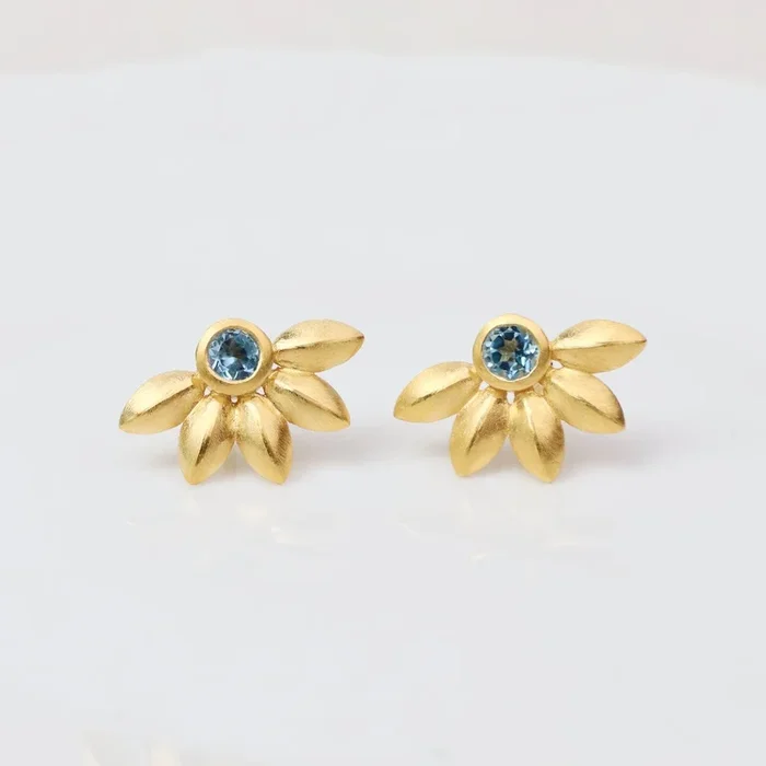 Sky Blue Topaz Bliss Flower Post Earrings