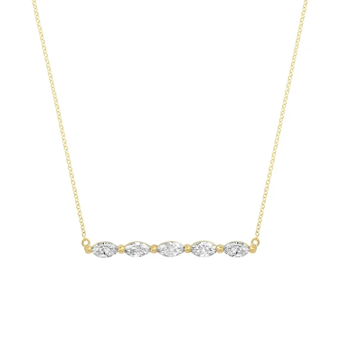 Small Marquise-Cut Diamond Bar Necklace