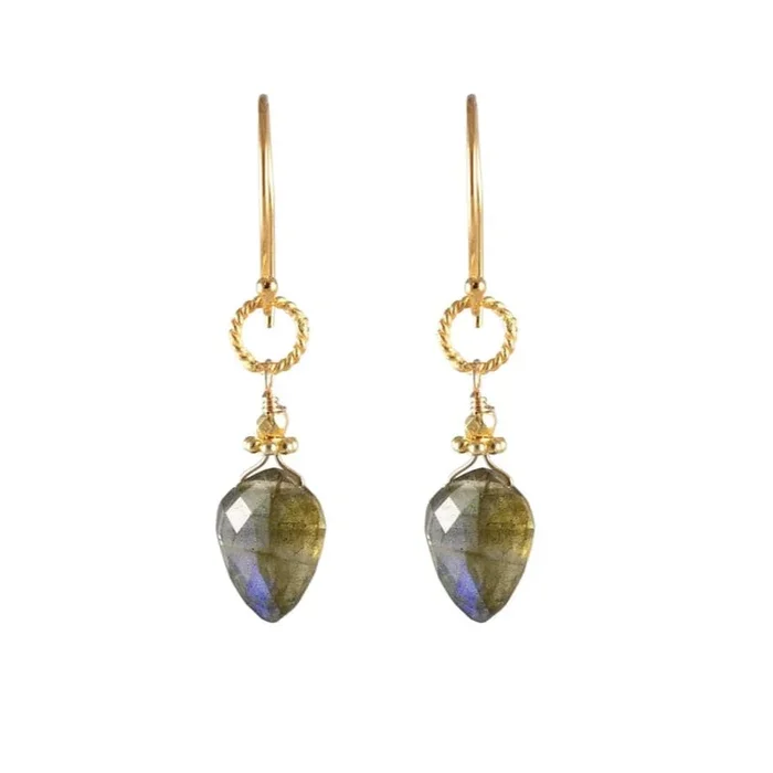 Small Rope Link with Kite Labradorite Earrings