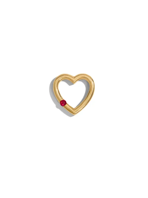 Small Ruby Floating Eternity Heart Yellow Gold Charm