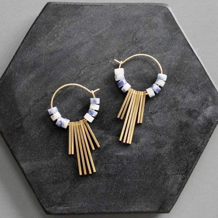 Sodalite Hoop Earrings