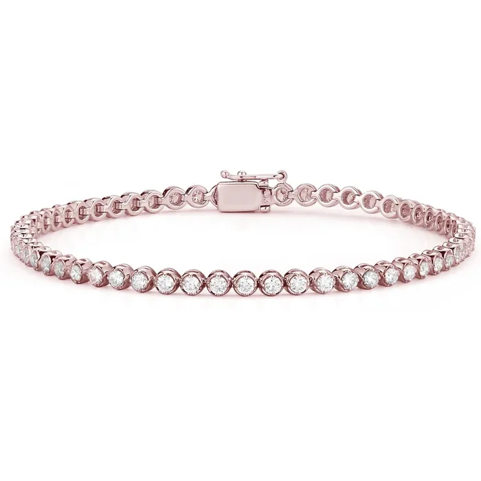 Sofer Jewelry – 14K Rose Gold Diamond Bezel Tennis Bracelet with 2.17 Carats of Diamonds