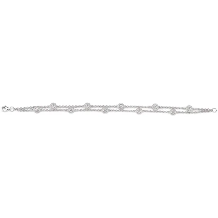 Sofer Jewelry – 14K White Gold 2 Row Diamonds By The Yard Bracelet with 0.5 Carats of Diamonds