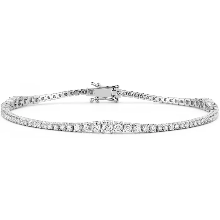 Sofer Jewelry – 14K White Gold Graduating Diamond Tennis Bracelet with 1.87 Carats of Diamonds
