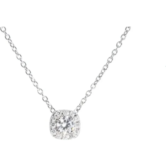 Sofer Jewelry – 14K White Gold Halo Diamond Pendant with 0.26 Carats of Diamonds