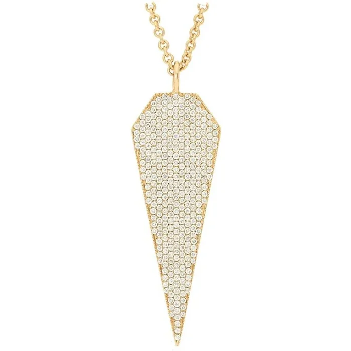 Sofer Jewelry – 14K Yellow Gold Pave Diamond Stiletto Pendant with 1.52 Carats of Diamonds
