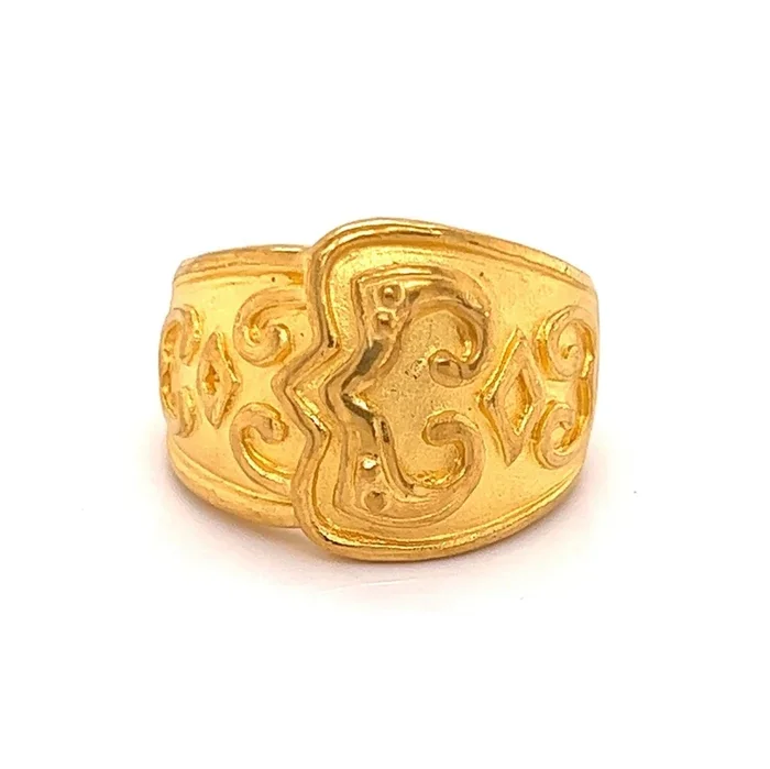 Solid 24k Gold Dome Band Ring – Size 5