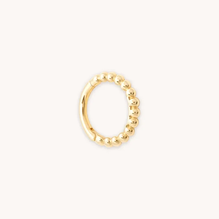Solid Gold Beaded Piercing Hoop
