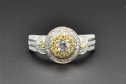 Solitaire Diamond Engagement Ring 14K White Gold Yellow Round Cut 0.77 Ct