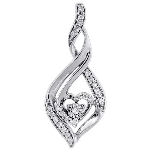 Solitaire Heart Infinity Design Diamond Pendant Gold Charm 0.14 CT.