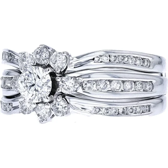 Sparkling 14K White Gold 1 Carat Diamond Bridal Set