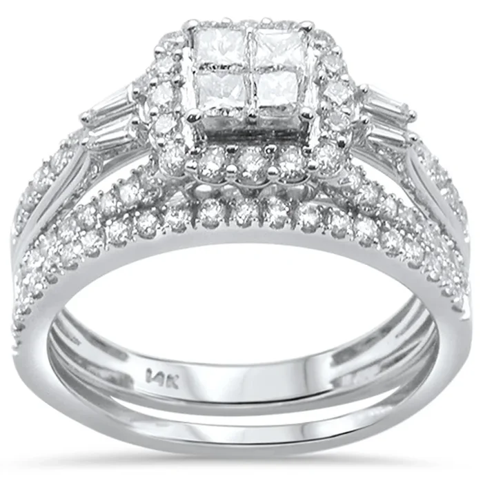 SPECIAL! 1.00ct 14k White Gold Diamond Engagement Ring Bridal Set Size 6.5