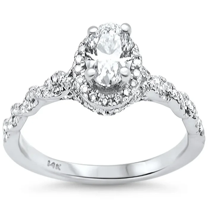 SPECIAL! 1.15ct G SI Center .72ct 14K White Gold Oval Shape Diamond Engagement Ring