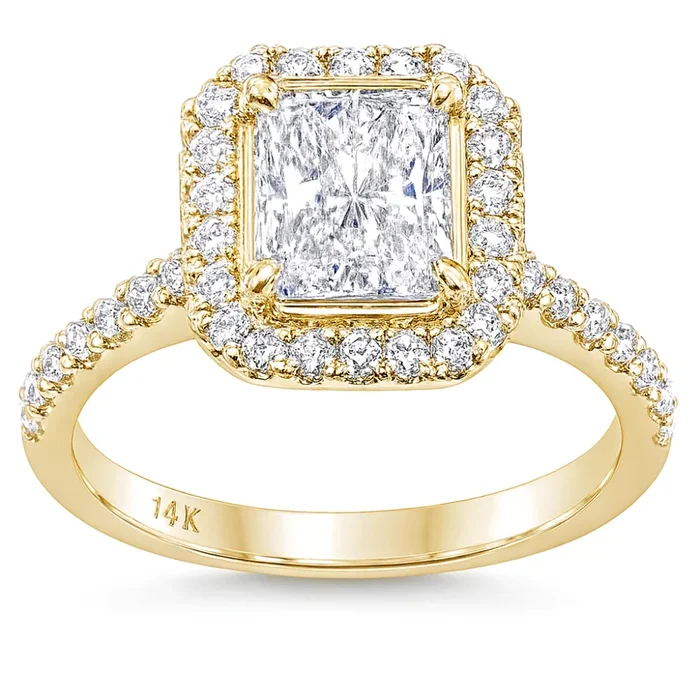 SPECIAL!1.42ct G SI 14K Yellow Gold Diamond Radiant Diamond Engagement Ring Size 6.5