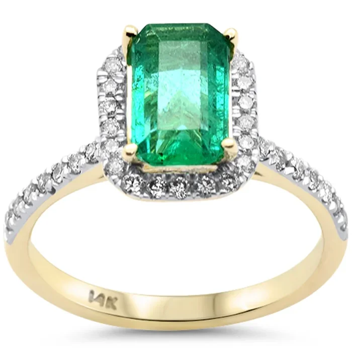 SPECIAL! 1.94ct G SI 14K Yellow Gold Diamond & Emerald Gemstone Ring Size 6.5
