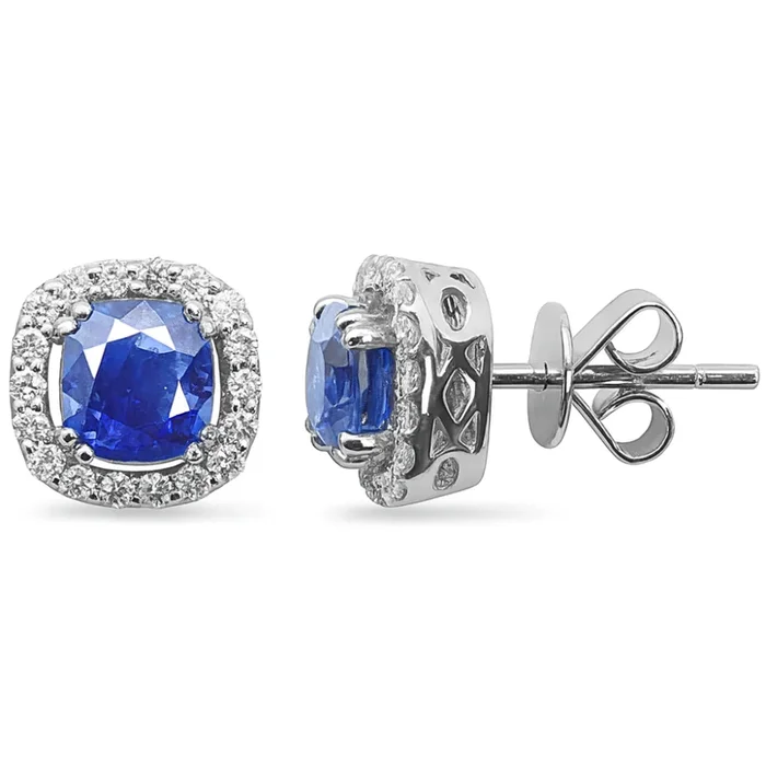 SPECIAL!2.95ct G SI 14K White Gold Diamond & Blue Sapphire Gemstone Earrings