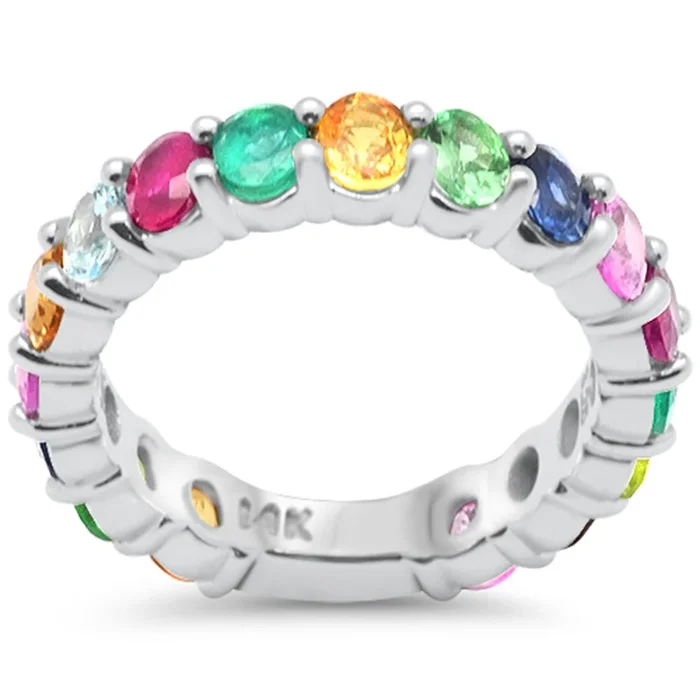 SPECIAL! 3.25ct G SI 14K White Gold Diamond Multi Color Ring Size 6.5