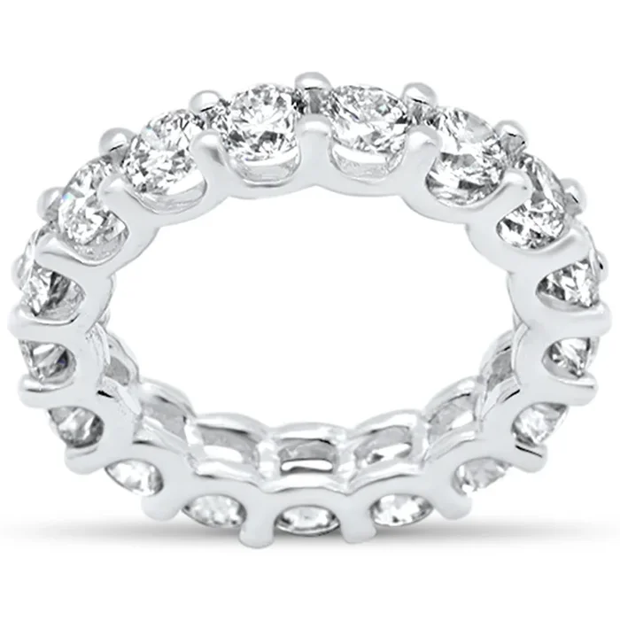 SPECIAL!3.35ct G SI 14K White Gold Round Diamond Eternity Band Ring Size 6.5