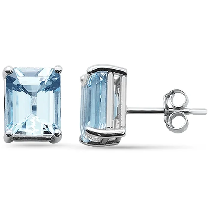 SPECIAL!3.46ct G SI 14K White Gold Aquamarine Gemstone Stud Earrings