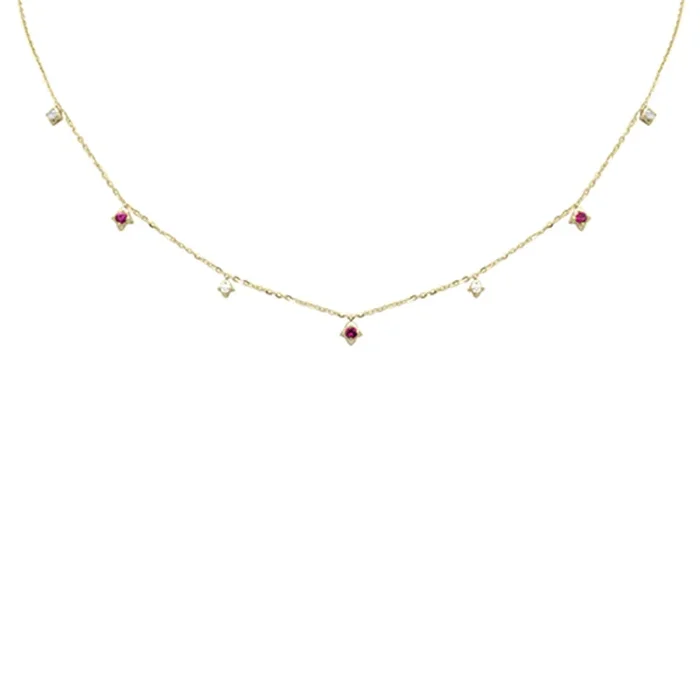SPECIAL! .31ct G SI 14K White Gold Diamond & Ruby Pendant Necklace 16 + 2″ Ext