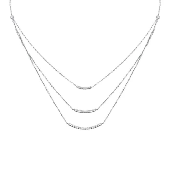 SPECIAL!.35ct G SI 14K White Gold Diamond 3 Layers Bar Pendant Necklace 16+2″ Long