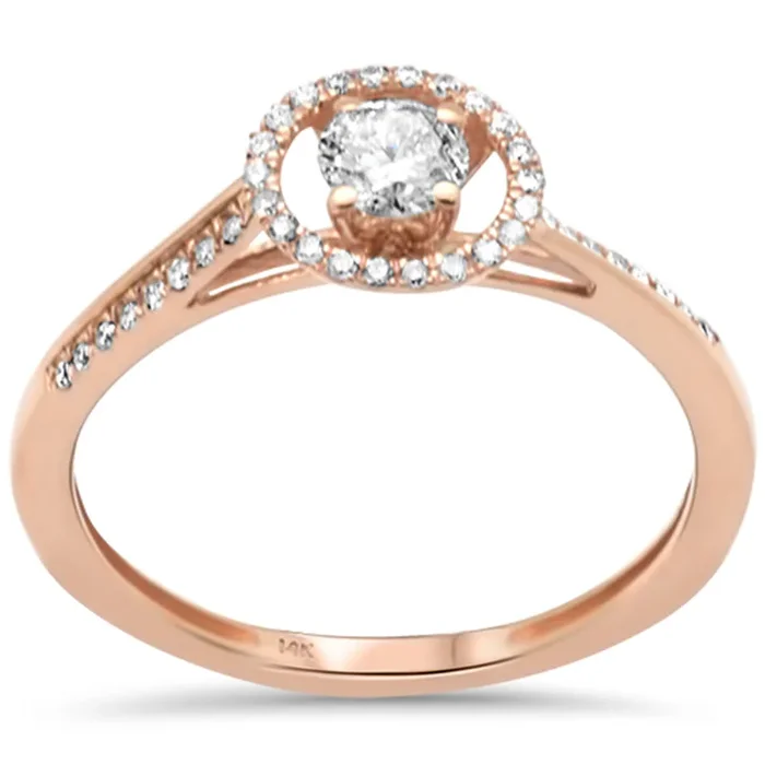 SPECIAL!.36ct G SI 14K Rose Gold Diamond Halo Engagement Ring Size 6.5