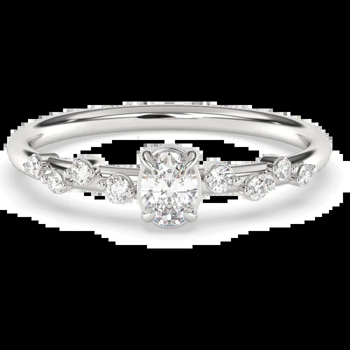 SPECIAL!.40ct G SI 14K White Gold Oval Diamond Thin Engagement Ring Size 6.5